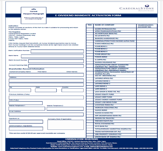 E dividend mandate form